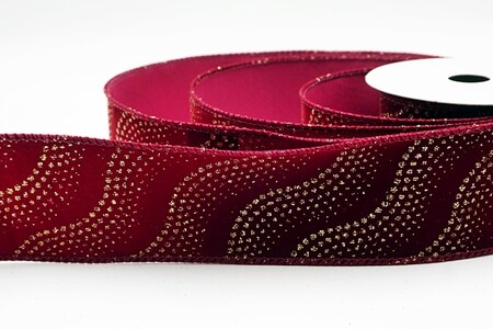 Bordeauxrood lint met glitter, golf- en stippenpatroon_KW0474GC-8-8